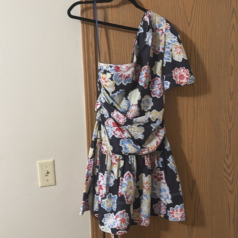 Tanya Taylor Amber Floral One-Shoulder Belted Mini Dress - Picture 3 of 6